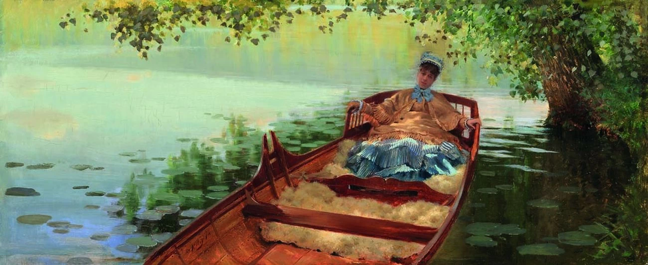 Giuseppe De Nittis - Léontine su una barca a remi (1874)